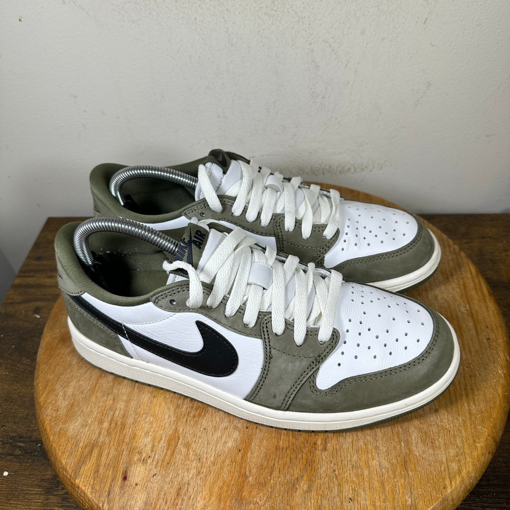 Nike Air Jordan 1 Retro Low OG Medium Olive Black White HQ6998-200 Mens 8.5